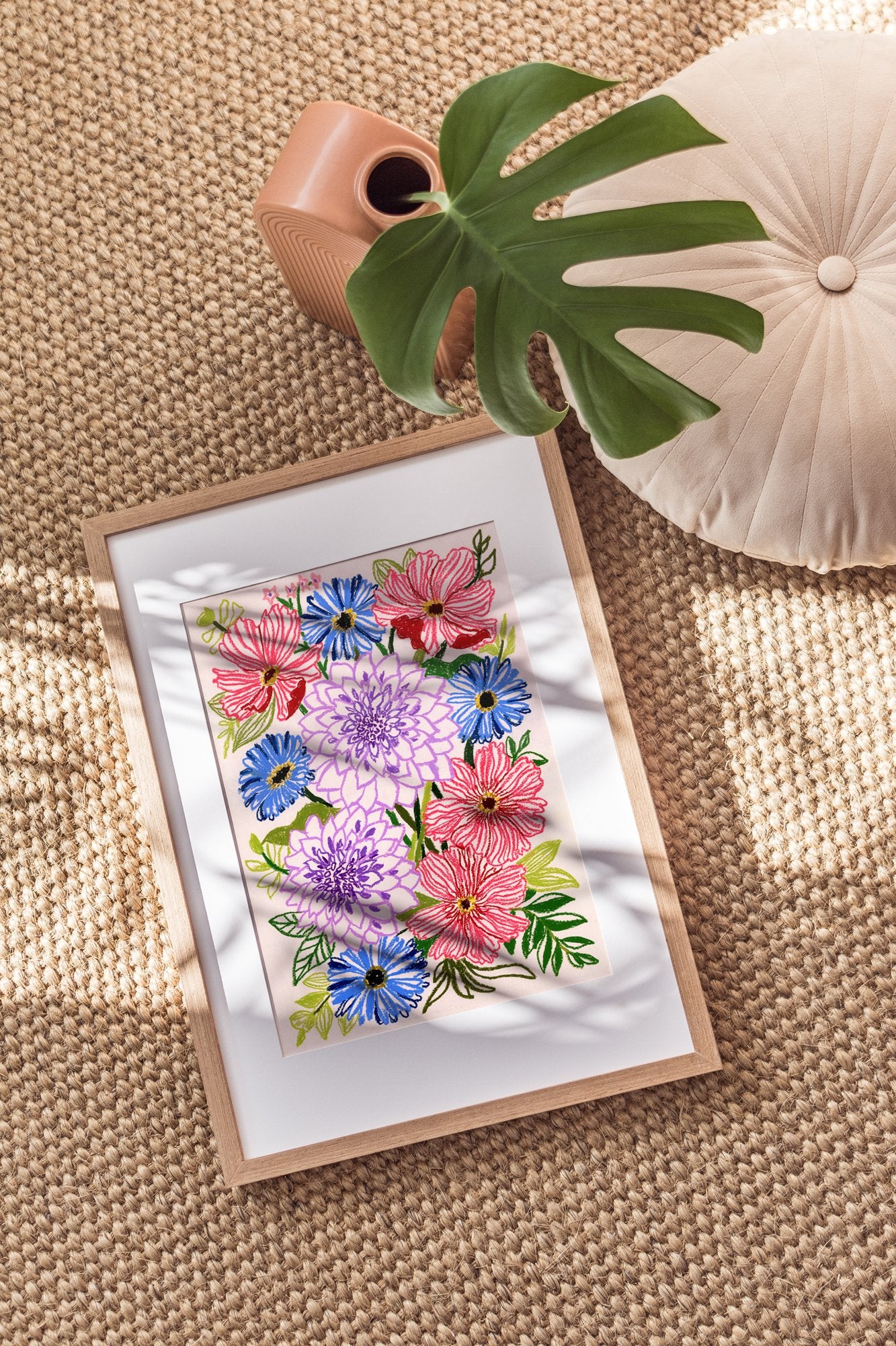 Dahlias and cosmos flowers  - limited edition wall art