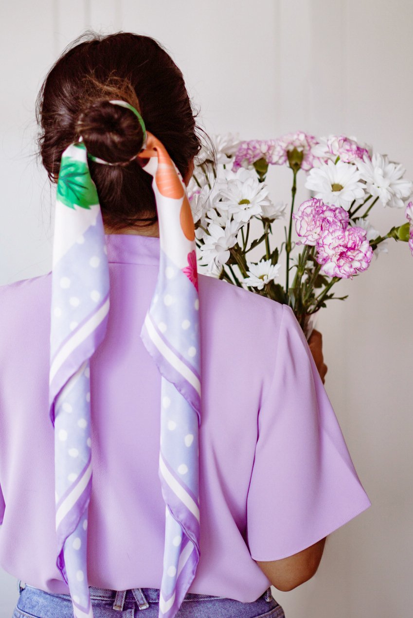 Tiger Garden Silk Scarf / Purple