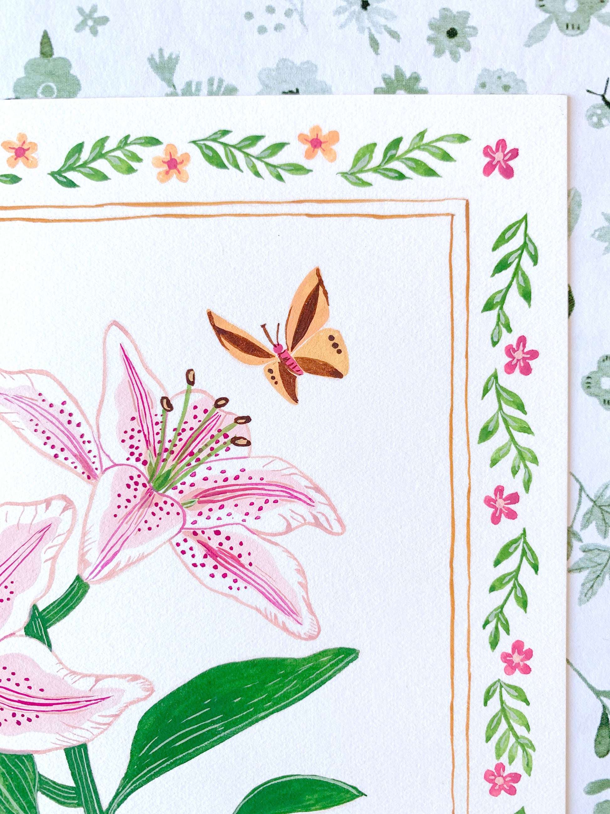 Lilies and butterflies | Original painting