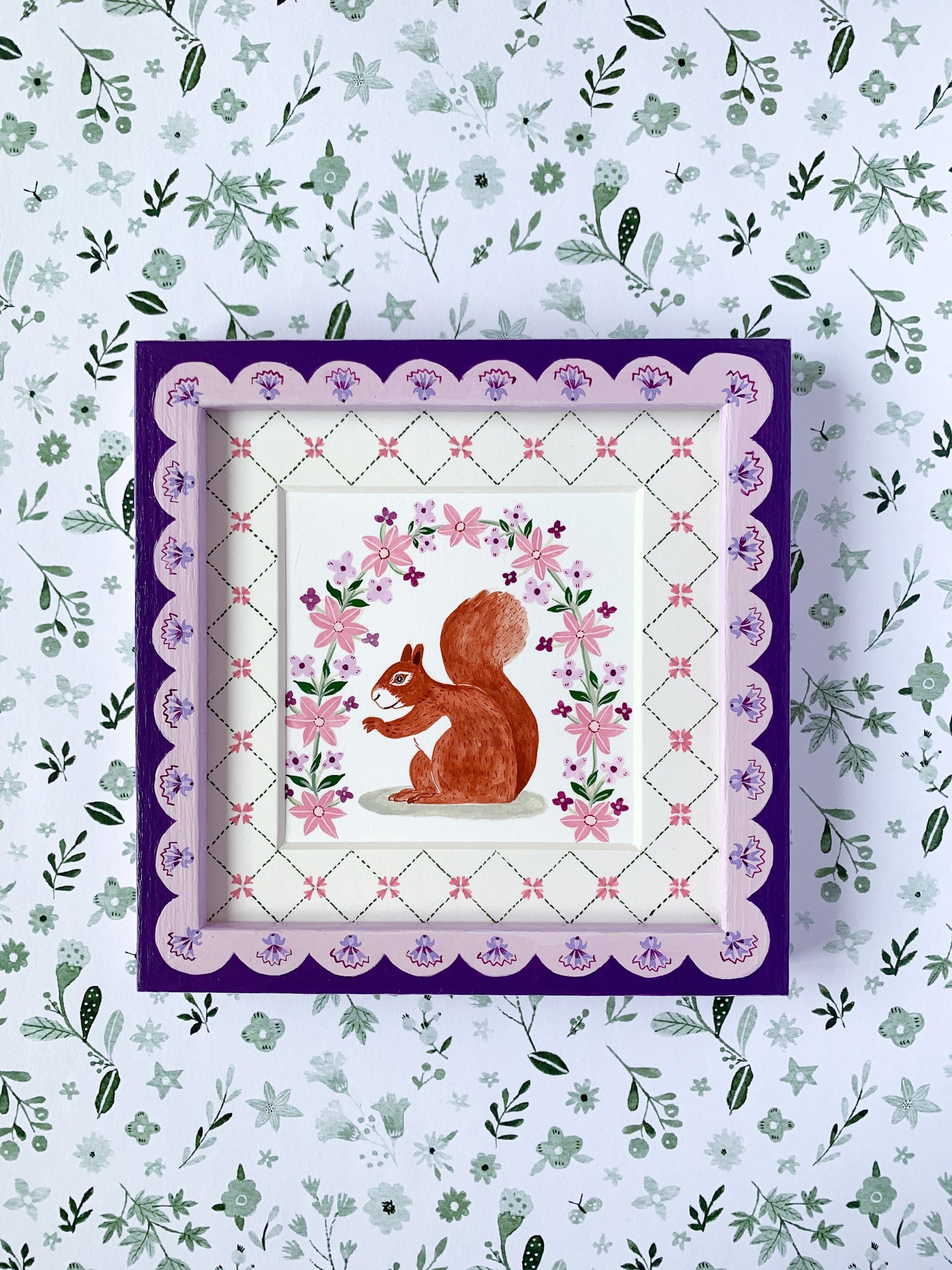 Lilac garden squirrel | Original painting