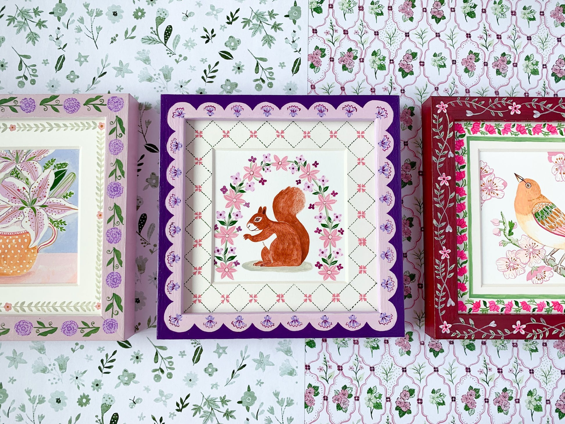 Lilac garden squirrel | Original painting