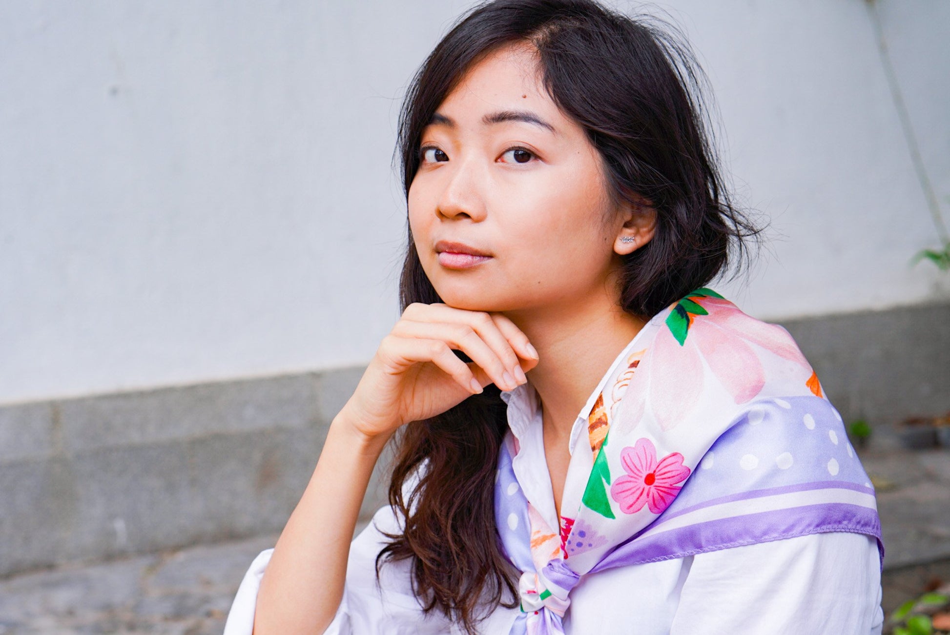 Tiger Garden Silk Scarf / Purple