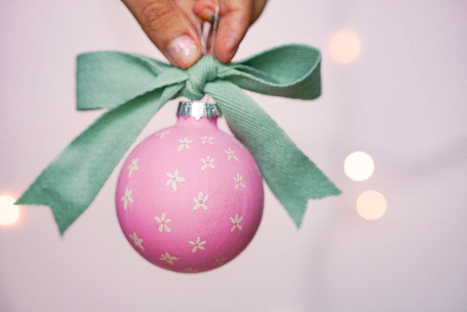 Christmas ornament - blue flowers with ribbon