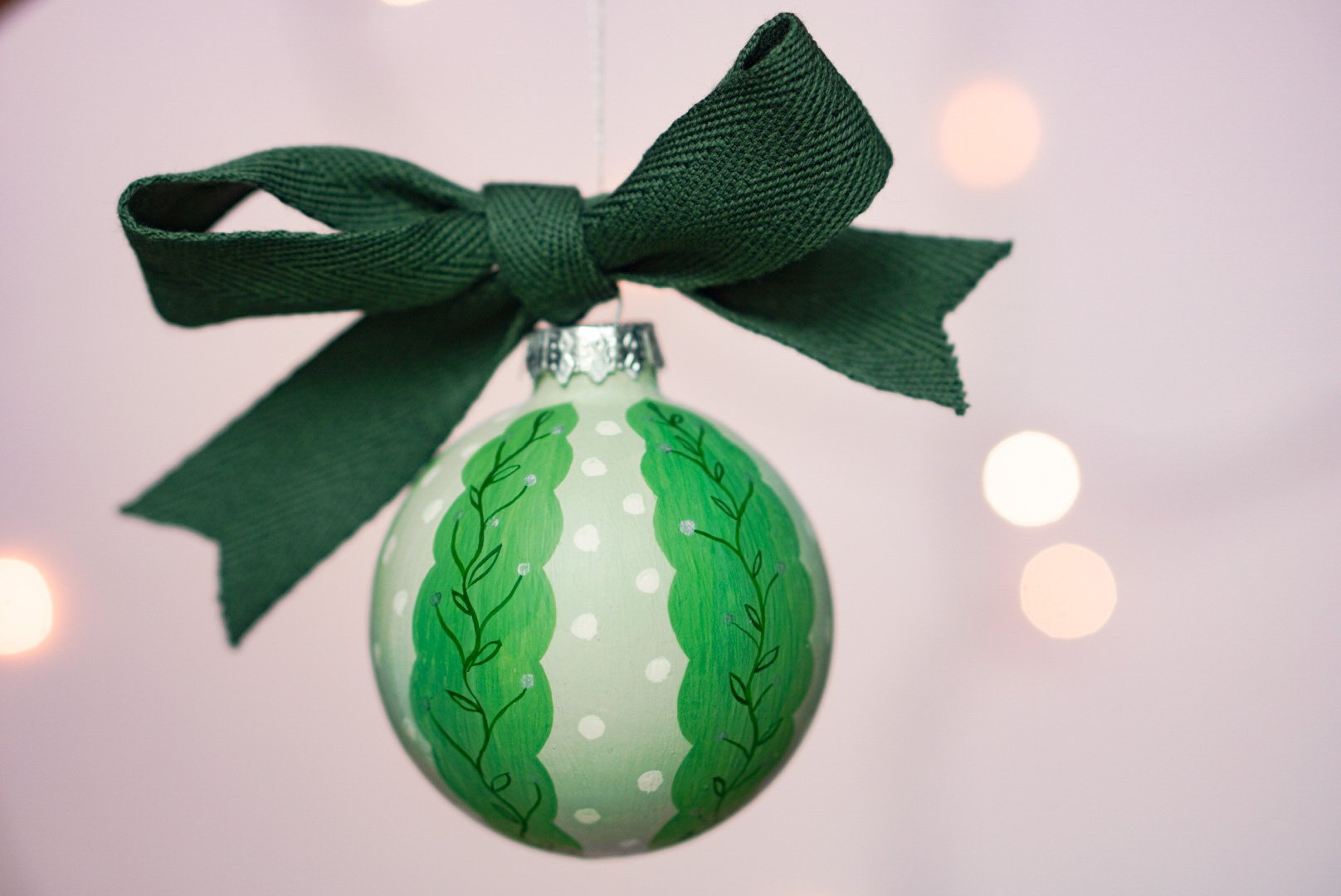 Christmas ornament - lilac flowers bouquet with blue ribbon