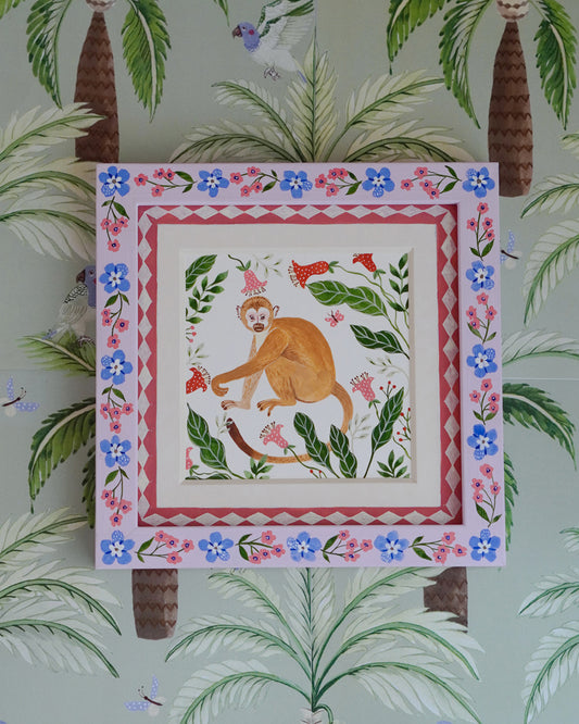 Monkey & Bell Flowers | Original painting