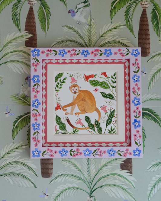 Monkey & Bell Flowers | Original painting