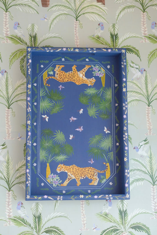 Jaguar Walking Through the Jungle | Hand-painted Tray